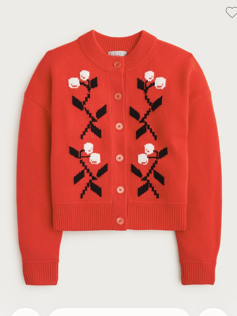 J. Crew Vintage Wool Cherry Cardigan. NWT. Size M